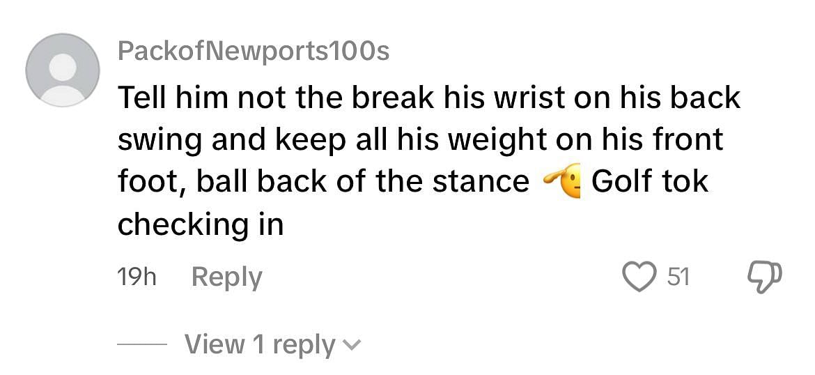 A TikTok user gives Ferguson golf tips
